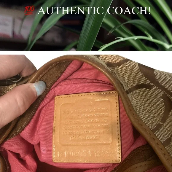 Vintage COACH Signature Brown and Pink Crossbody Shoulder Bag - Picture 4 of 7